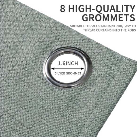 SAGE TEAL GREEN Blackout Lined Heavy Textured Grommet Curtains Drapes 95”x52” - Picture 10 of 15